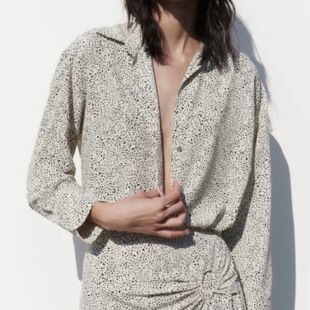 ZARA Animal Print Shirt *HTF* Hard to Find Black White Small